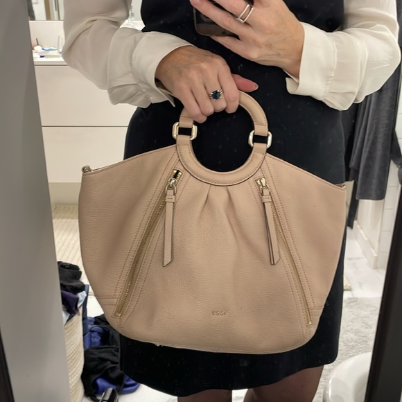 DKNY blush pink purse with handles, gold accents and adjustable shoulder strap - Picture 3 of 3